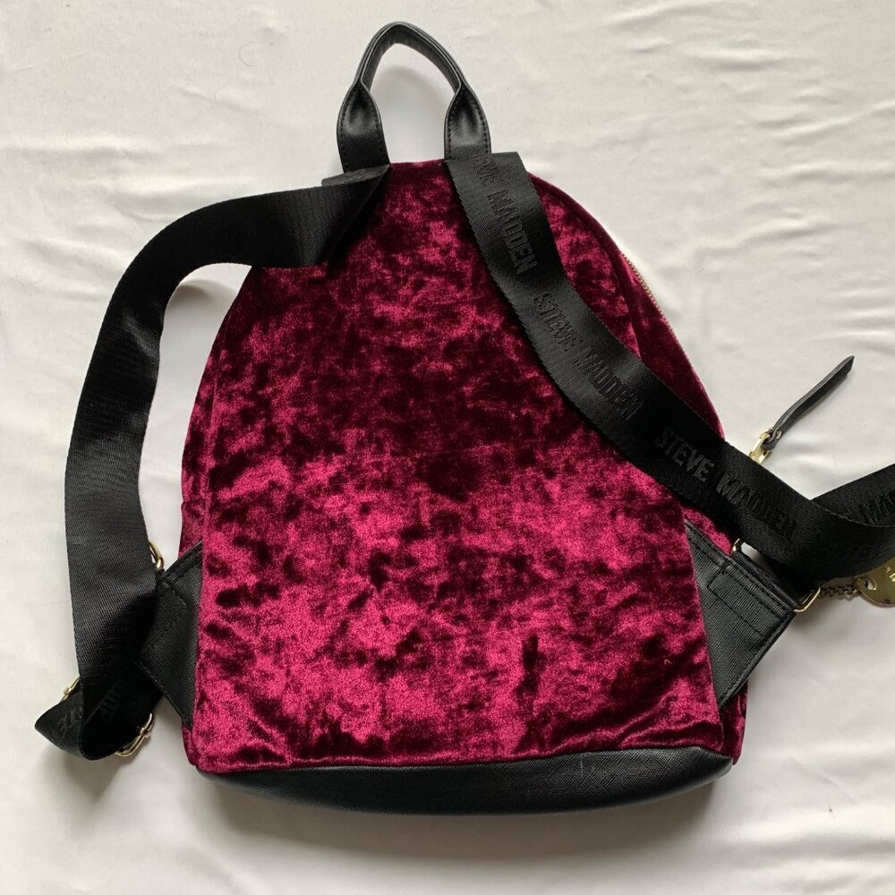 Steve Madden Purple Crushed Velvet Backpack - Picture 4 of 6